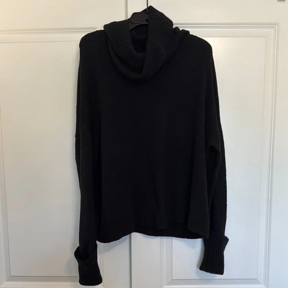 Treasure & Bond Black Turtleneck Sweater Cotton Blend Size Large Cuffed Sleeve - Picture 3 of 10